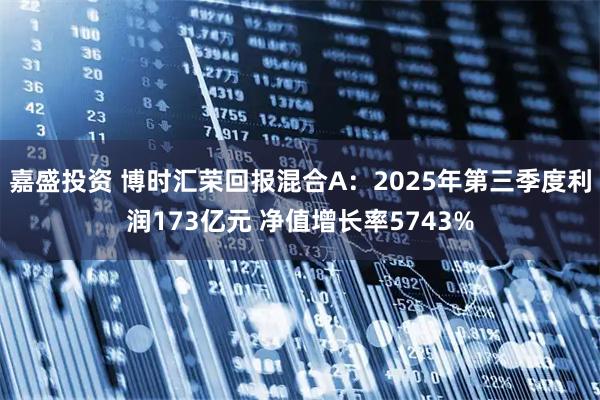 嘉盛投资 博时汇荣回报混合A：2025年第三季度利润173亿元 净值增长率5743%